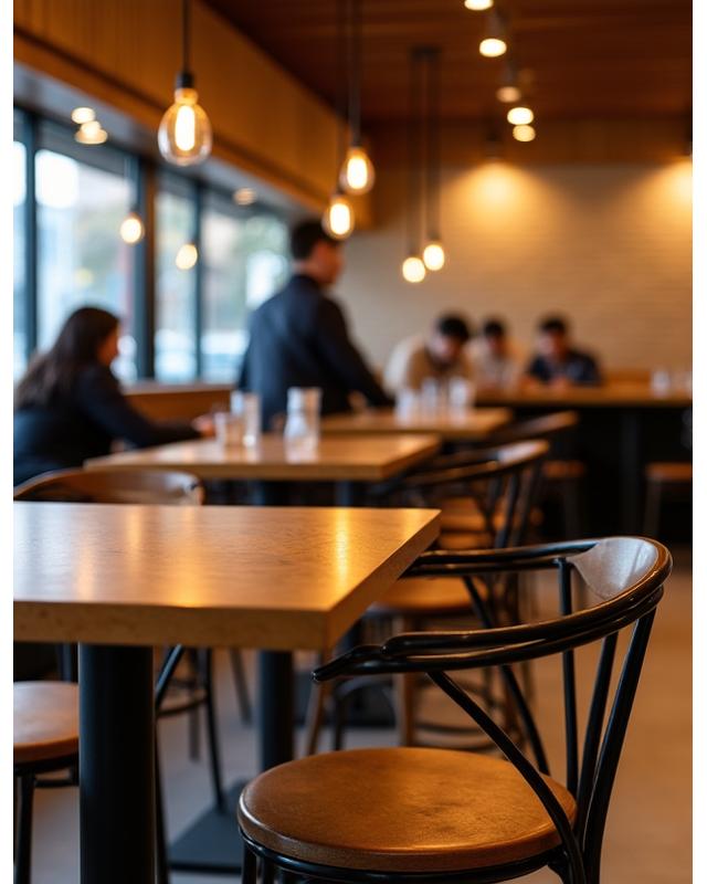 압구정 카페 맞춤 제작 금속 프레임 테이블과 의자